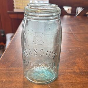 Vintage Mason's Improved Glass canning Jar in good used condition